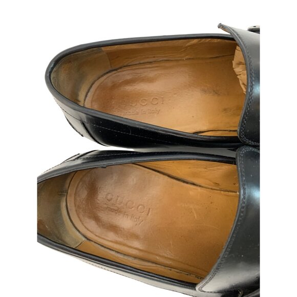 VTG Rare Gucci Men's Black Leather Loafers Size 12.5 Slip On 7453 Sq Logo - Picture 7 of 11